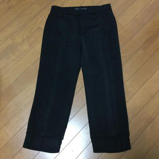 ザラ(ZARA)のUSED☆ザラ☆クロップドサテンパンツ☆ブラックS(クロップドパンツ)