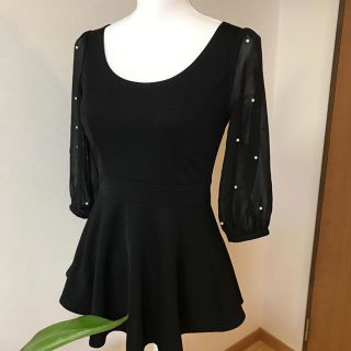 バイバイ(ByeBye)のBayBay パール付きバルーン袖のオシャレトップス✨(カットソー(長袖/七分))