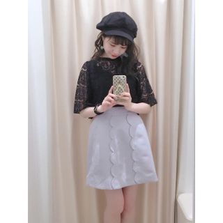 ワンアフターアナザーナイスクラップ(one after another NICE CLAUP)の【美品】♡2017SS スカラップ スカート グレー♡(ミニスカート)