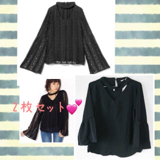 グレイル(GRL)の2枚セット♡GRLチョーカーデザイントップス(カットソー(長袖/七分))