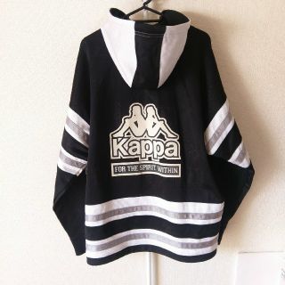 カッパ(Kappa)の90s 美品 Kappa パーカー フーディー ジャージ ブラック (パーカー)