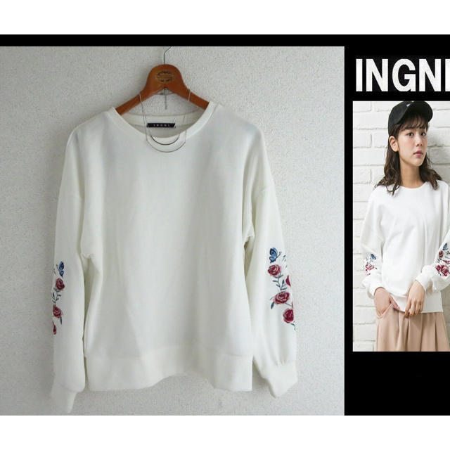 INGNI(イング)の今季★INGNIイング★袖刺繍ボリューム袖裏毛トップス/ レディースのトップス(カットソー(長袖/七分))の商品写真