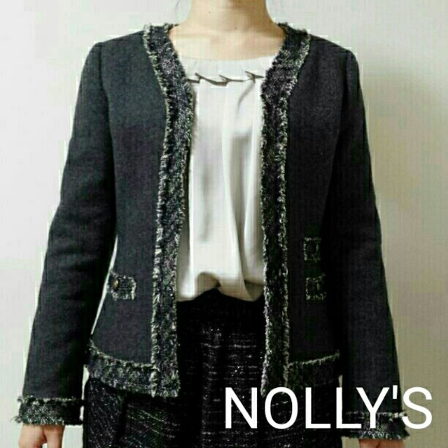 NOLLEY'S(ノーリーズ)の極美品＊NOLLY'S＊ウール100％ノーカラージャケット レディースのジャケット/アウター(ノーカラージャケット)の商品写真