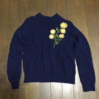 チャイルドウーマン(CHILD WOMAN)のチャイルドウーマン ドットアンドストライプス 刺繍入りニット(ニット/セーター)