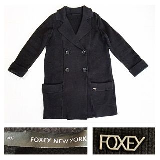 フォクシー(FOXEY)の最新ロゴプレート付き♡洗えるエンジェルヘアコットン素材ニットコート 40(ニットコート)