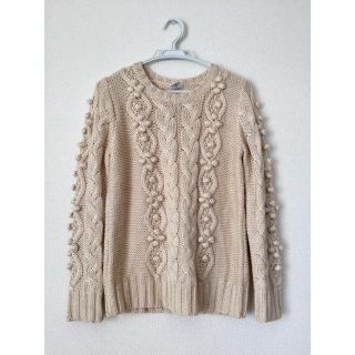 シップス(SHIPS)の♡KIIRA♡キーラ♡ケーブルニット♡ポンポン♡ホワイト♡美品♡定価18000円(ニット/セーター)