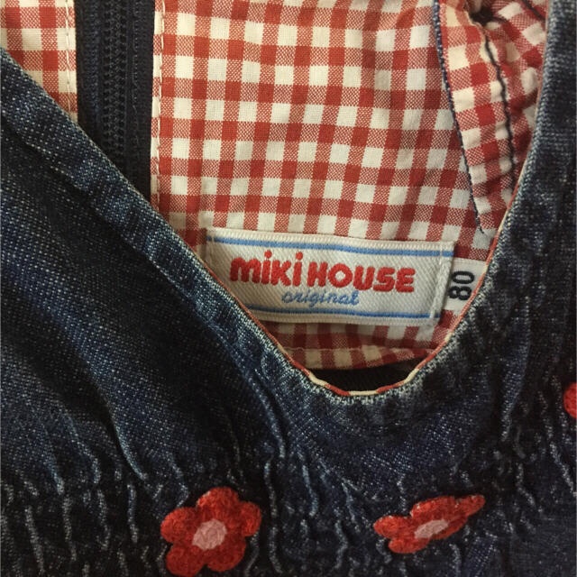 mikihouse(ミキハウス)のミキハウスデニムワンピース キッズ/ベビー/マタニティのベビー服(~85cm)(ワンピース)の商品写真