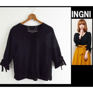 イング(INGNI)の最新★INGNIイング★トロミキャンディー袖/TOPS黒(カットソー(長袖/七分))