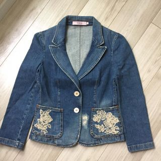 レッドヴァレンティノ(RED VALENTINO)の極美品 レッド ヴァレンティノ 綿98 美ラインレース刺繍ダメージ加工Gジャン (Gジャン/デニムジャケット)