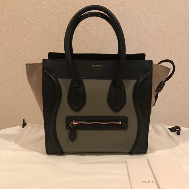 CELINE セリーヌ ラゲージマイクロ  ブラック×ベージュ×カーキ