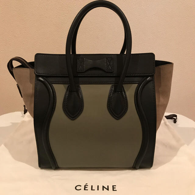 celine(セリーヌ)のCELINE（セリーヌ）ラゲージマイクロ カーキ×ベージュ×ブラック レディースのバッグ(ハンドバッグ)の商品写真