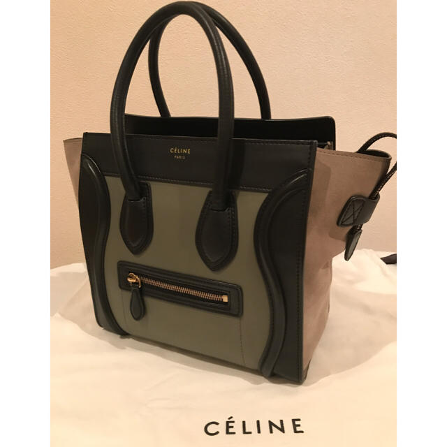 CELINE セリーヌ ラゲージマイクロ  ブラック×ベージュ×カーキ