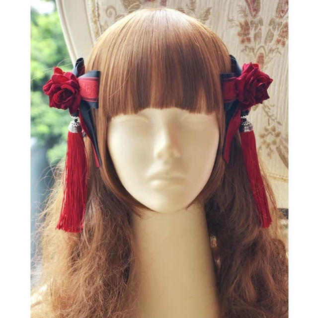 Innocent World(イノセントワールド)の薔薇リボンコーム バラ ロリィタ コスプレ ロリータ innocentworld レディースのヘアアクセサリー(バレッタ/ヘアクリップ)の商品写真