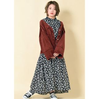 ダブルクローゼット(w closet)の2017【新作】小花柄シャーリングワンピース(ひざ丈ワンピース)