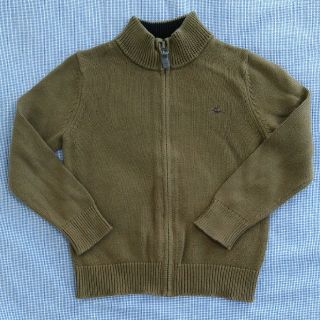 プチバトー(PETIT BATEAU)のプチバトー　6ans/114　スタンドネックジップアップジャケット　深緑色(ニット)