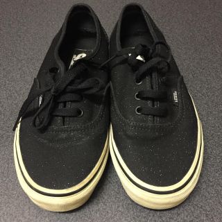 ヴァンズ(VANS)のバンズ デッキシューズ スリッポン ブラックラメ シューアップ US7.5(スニーカー)