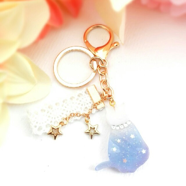売れました 夢色宇宙ねこキーホルダー