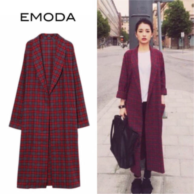 EMODA(エモダ)のEMODA チェック ガウン  レディースのジャケット/アウター(ガウンコート)の商品写真