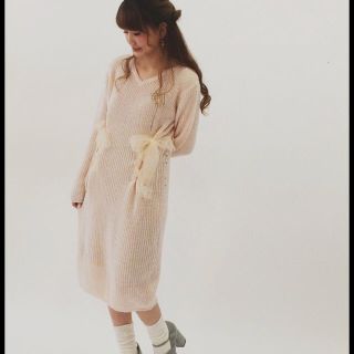 ハニーサロン(Honey Salon)のHoneySalon♡美品!リボン編み上げロングニットワンピ♡(ロングワンピース/マキシワンピース)