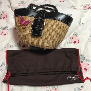 コーチ(COACH)のたらひこ様専用11月13日迄取置き COACH 籠バッグ 美品(かごバッグ/ストローバッグ)