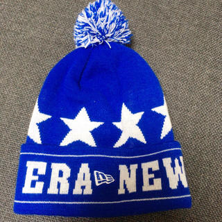 ニューエラー(NEW ERA)の【美品】NEW ERAニット帽/ブルー(ニット帽/ビーニー)