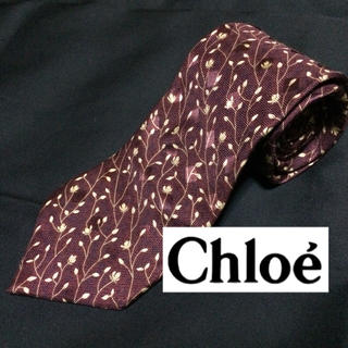 クロエ(Chloe)のChloe' クロエ ブランド ネクタイ 蕾柄 メンズ ファッション 赤茶 花柄(ネクタイ)