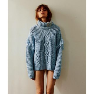 マウジー(moussy)のMOUSSY FRINGE CABLE KNIT (ニット/セーター)