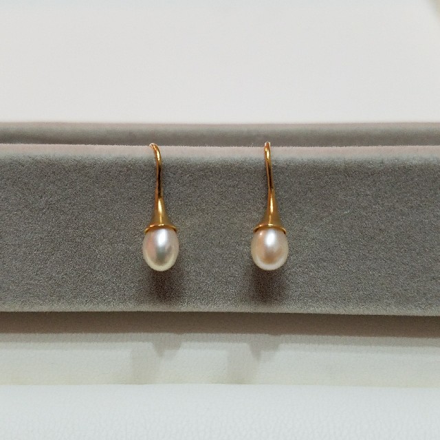 ☆agete k18 淡水パール フックピアス - ピアス