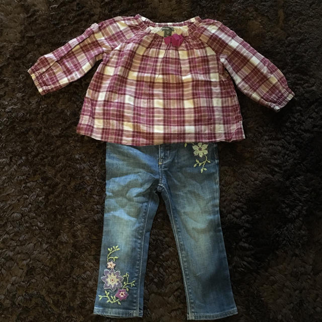 babyGAP(ベビーギャップ)のGAPbaby☆パープル チェック トップス キッズ/ベビー/マタニティのキッズ服女の子用(90cm~)(ブラウス)の商品写真