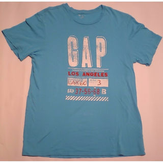 ギャップ(GAP)の男M GAP ユーズド加工プリントTシャツ ライトブルー(Tシャツ/カットソー(半袖/袖なし))