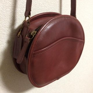 COACH - オールドコーチ☆丸型 ポシェット 赤茶色 本革 ショルダー ...