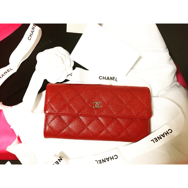 超ポイント祭?期間限定】 クラッチ❤️ 長財布 シャネル - CHANEL 赤