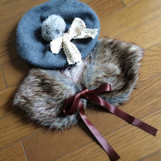 シマムラ(しまむら)の【新品】ベレー帽 ティペット セット(ハンチング/ベレー帽)
