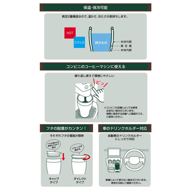 ドウシシャ(ドウシシャ)のドウシシャ ステンレスボトル　「コンビニマグ」 ＣＢＣＴ４００（ＷＨ） インテリア/住まい/日用品のキッチン/食器(タンブラー)の商品写真