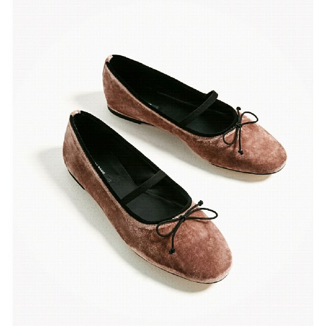 ZARA - niko⭐ZARA 今期⭐ベルベットバレエシューズ ３８
