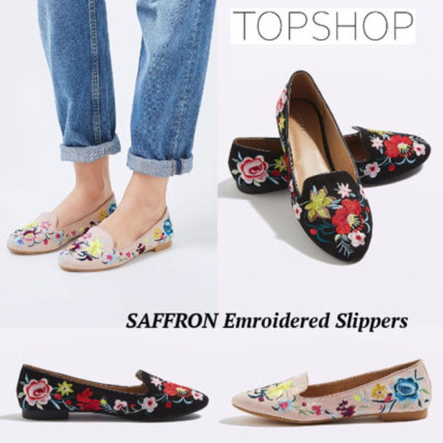 TOPSHOP(トップショップ)の花刺繍パンプス レディースの靴/シューズ(ハイヒール/パンプス)の商品写真