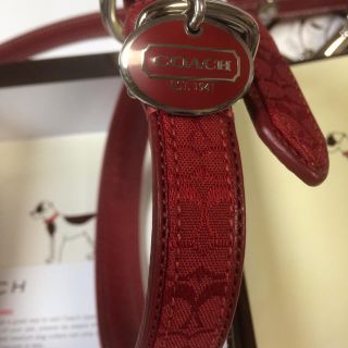 コーチ(COACH)のコーチ シグニチャー 赤 小型犬用首輪＆リード(リード/首輪)