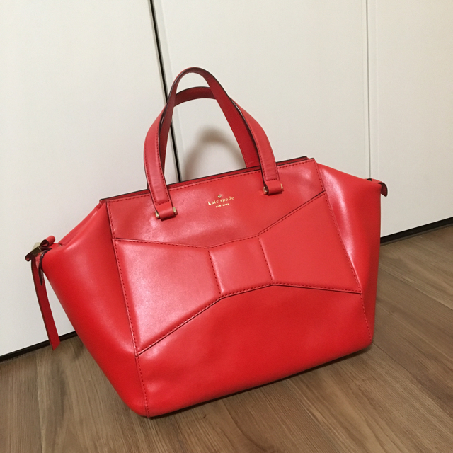 ぽこぽこさま専用【Kate spade】リボン ボストンバッグ レッド