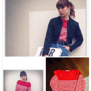 マウジー(moussy)のオフショルボーダーtops(Tシャツ(長袖/七分))