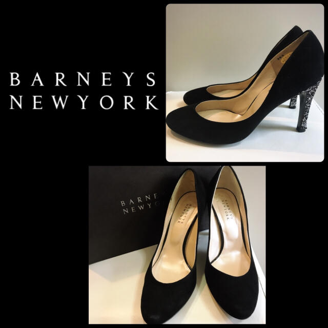 BARNEYS NEW YORK(バーニーズニューヨーク)のバーニーズニューヨーク♡ブラックスエード グリッターヒール パンプス♡ レディースの靴/シューズ(ハイヒール/パンプス)の商品写真