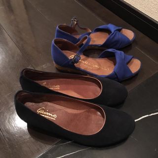 ガイモ(gaimo)のガイモインヒールパンプス紺37ジュードサンダル青二足セットカスタニエールUGG(ハイヒール/パンプス)