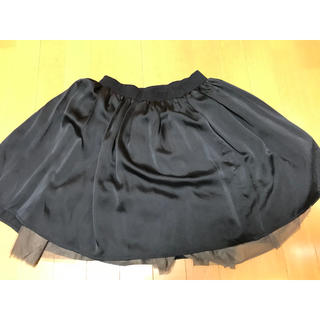 レトロガール(RETRO GIRL)のRETRO GIRL レトロガール サテン チュールスカート 美品 ブラック(ひざ丈スカート)