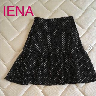 イエナ(IENA)のドット スカート 黒 IENA(ひざ丈スカート)