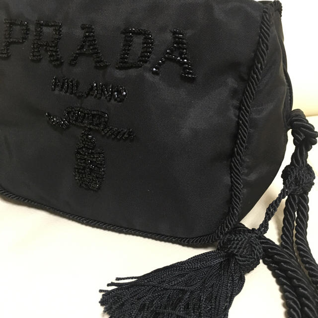 美品 プラダ PRADA ビーズ 刺繍 ショルダー バッグ