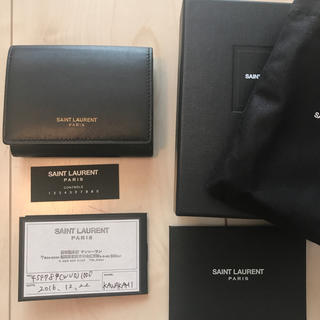 サンローラン(Saint Laurent)のうどん子様 サンローラン ミニ財布 小銭入れ コインケース 三つ折り 黒(財布)