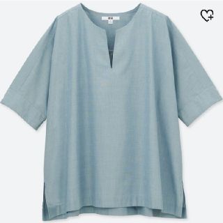 ユニクロ(UNIQLO)のエクストラファイン コットン スリットネックブラウス(シャツ/ブラウス(半袖/袖なし))