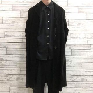 ヨウジヤマモト(Yohji Yamamoto)のブラック スエード ロングコート チェスターコート モード(レザージャケット)