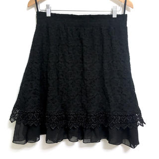 花柄ハートレーススカート 3L〜4L 黒(ひざ丈スカート)