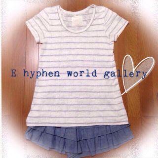 イーハイフンワールドギャラリー(E hyphen world gallery)のE hyphenレース柄ボーダーTシャツ(Tシャツ(半袖/袖なし))