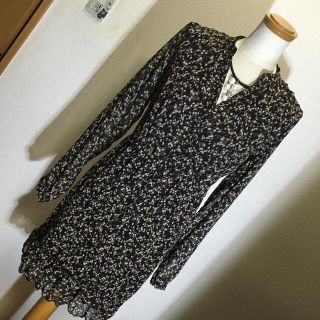 グローブ(grove)のgrove 花柄 チュニック ワンピ M 美品(ミニワンピース)